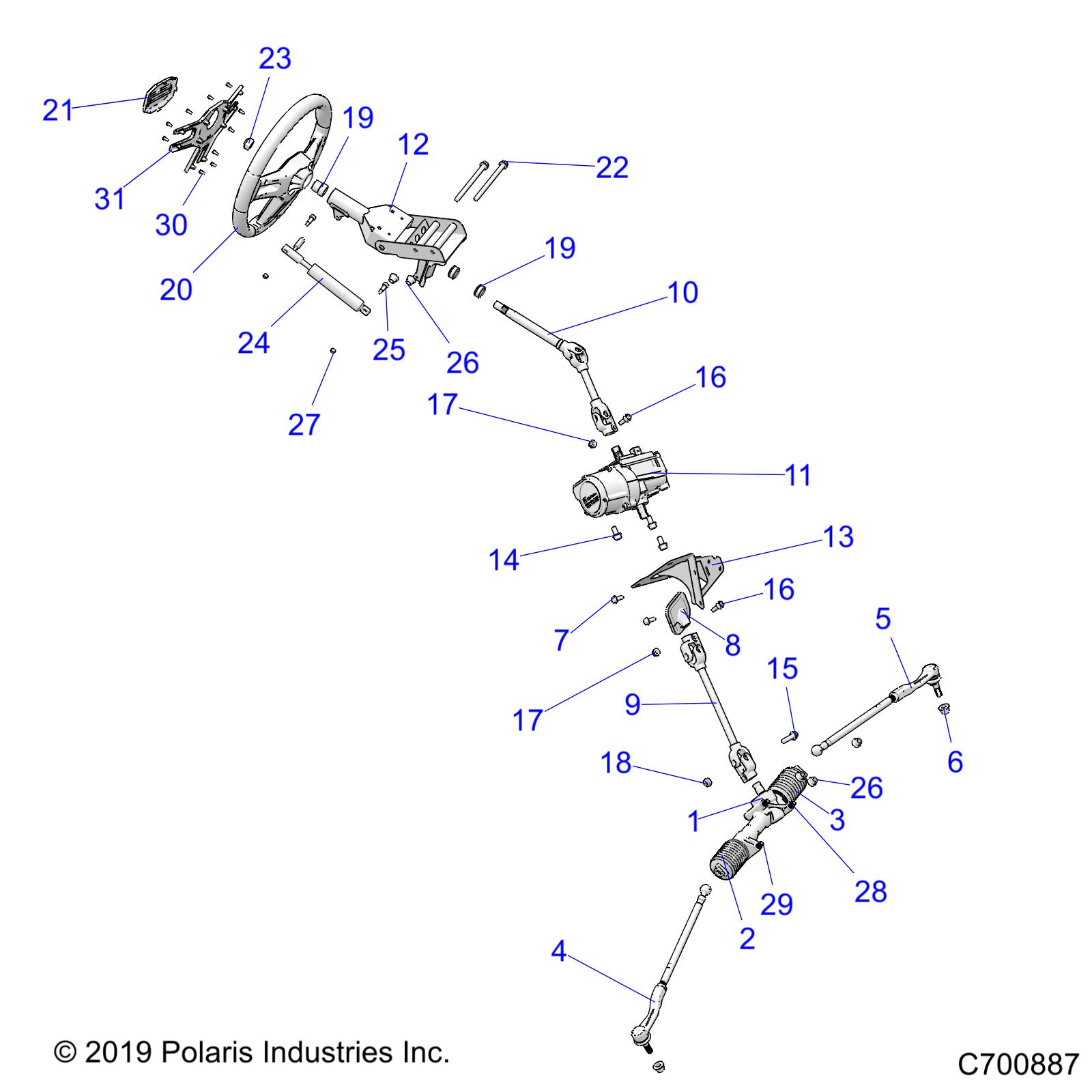 STEERING, STEERING ASM. - R20RRE99F1/F9/FK/S99C1/C9/CK/S99F1/F9/FK/P99CF/FF (C700887)