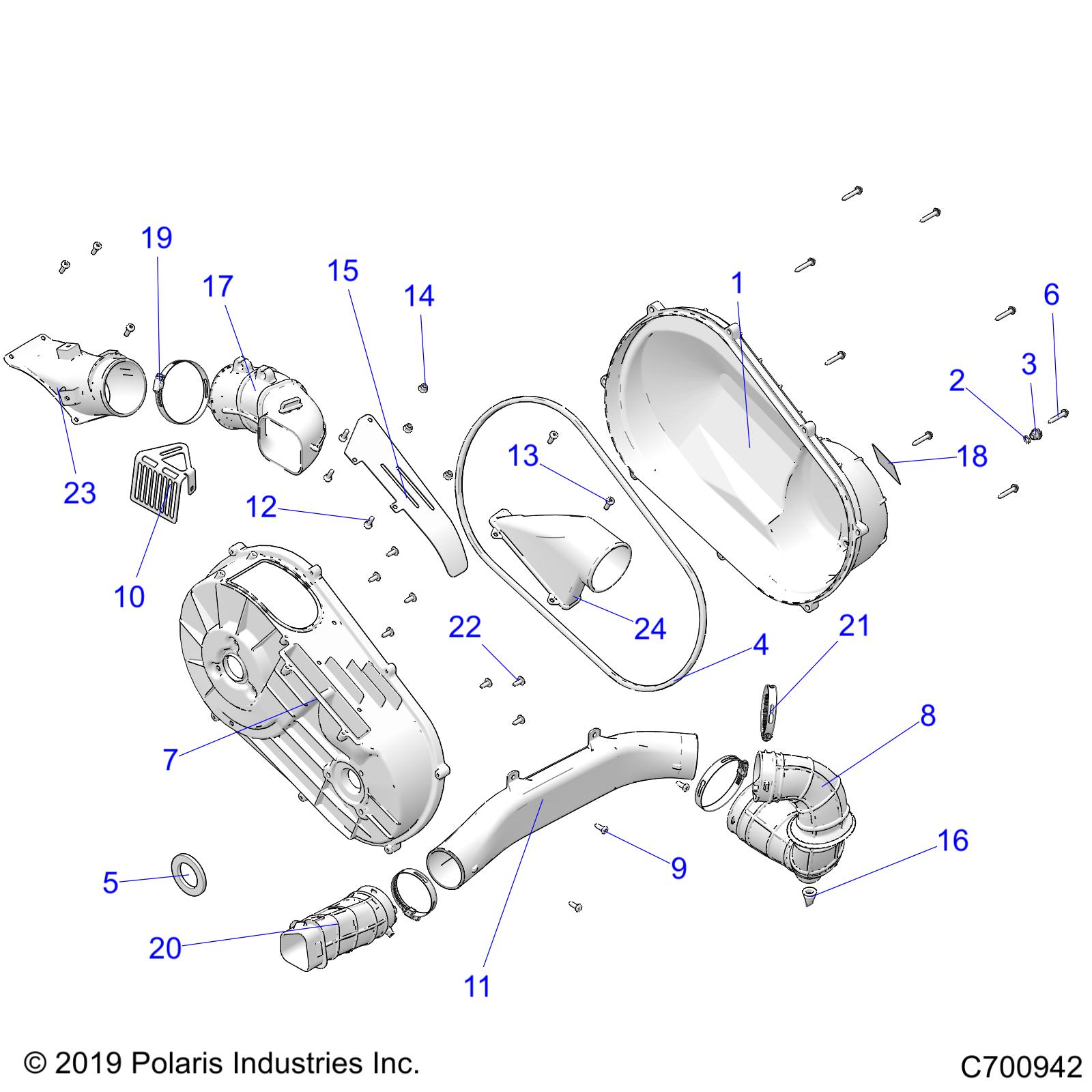 DRIVE TRAIN, CLUTCH COVER and DUCTING - R21TAU99AP/AG/BP/BG (C700942)