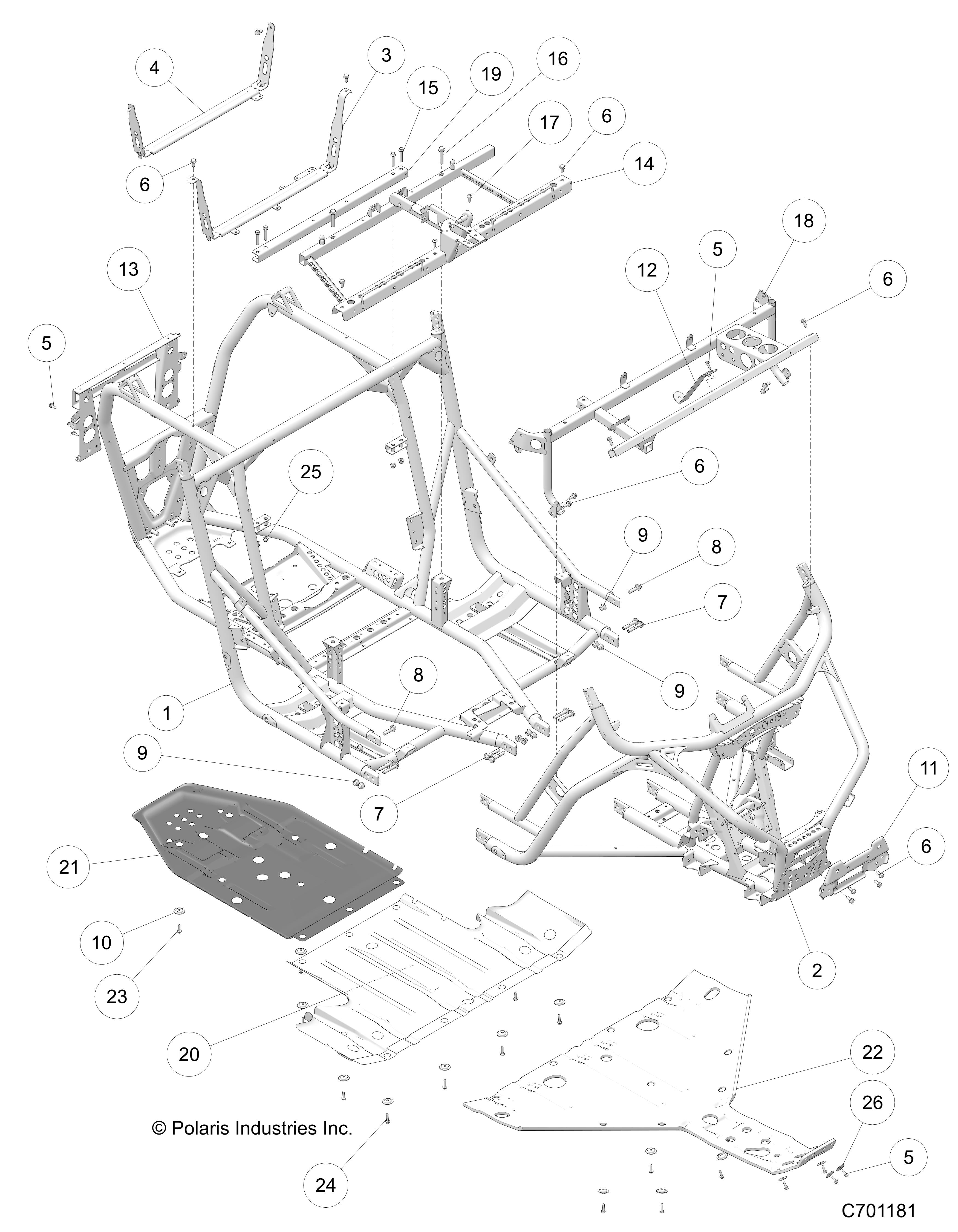 CHASSIS, MAIN FRAME AND SKID PLATES - Z17VDR99AZ (C701181)