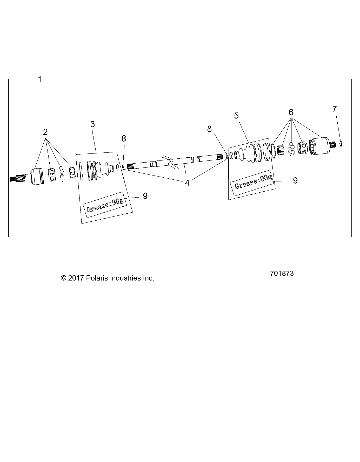 DRIVE TRAIN, REAR HALF SHAFT - Z25ASE99P5 (701873)