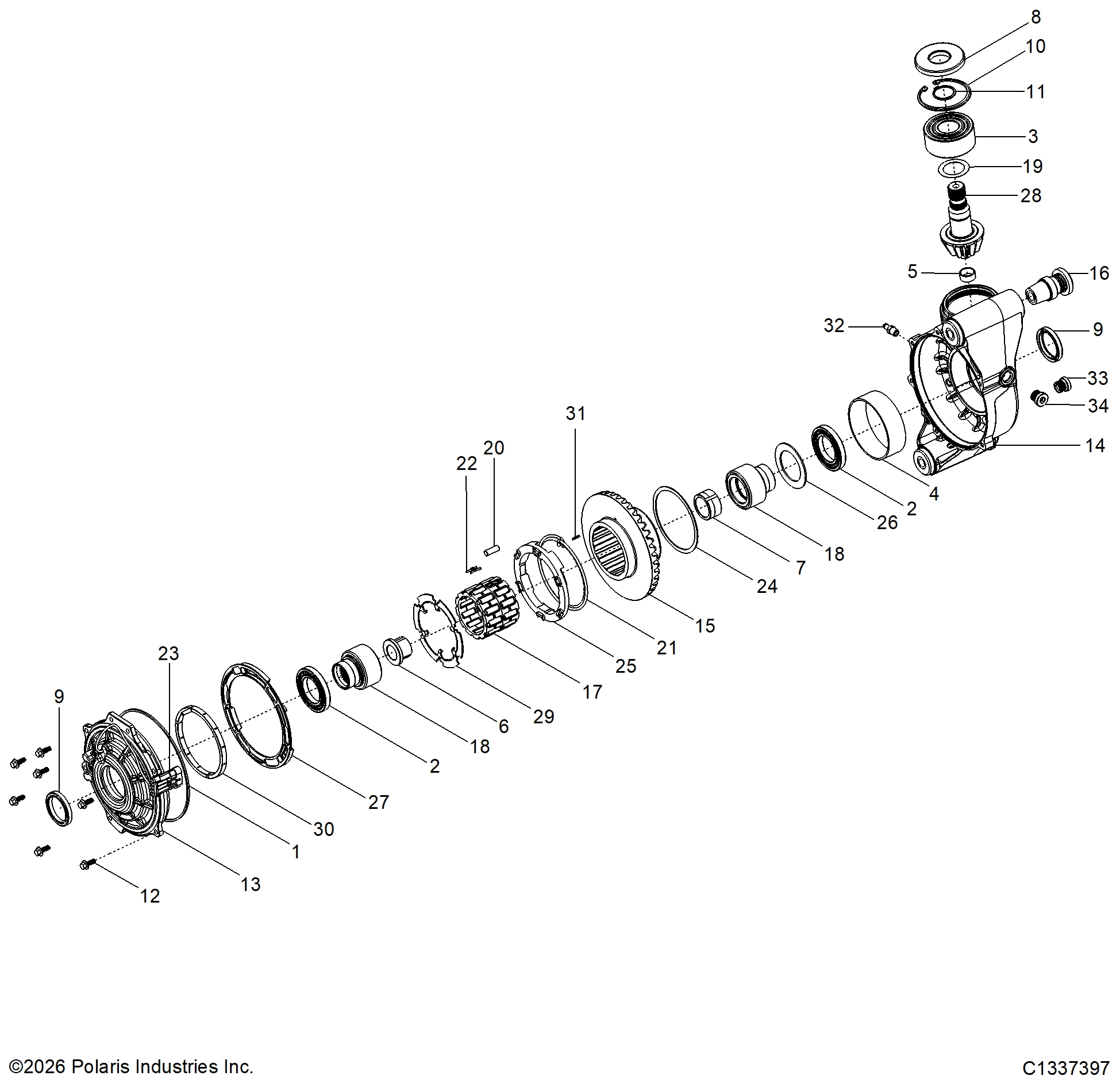 DRIVE TRAIN, FRONT GEARCASE INTERNALS