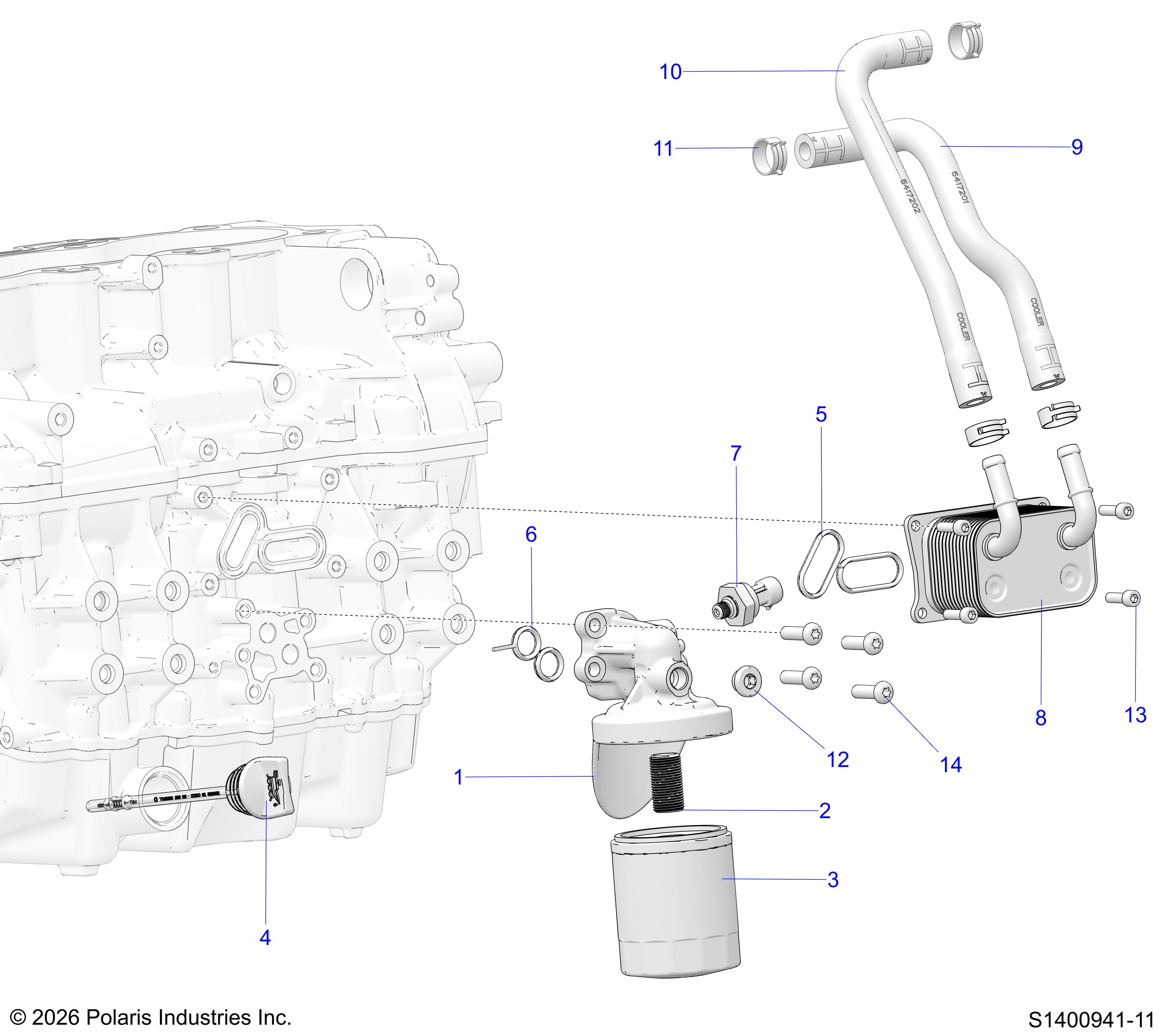 ENGINE, OIL COOLER, FILTER & DIPSTICK