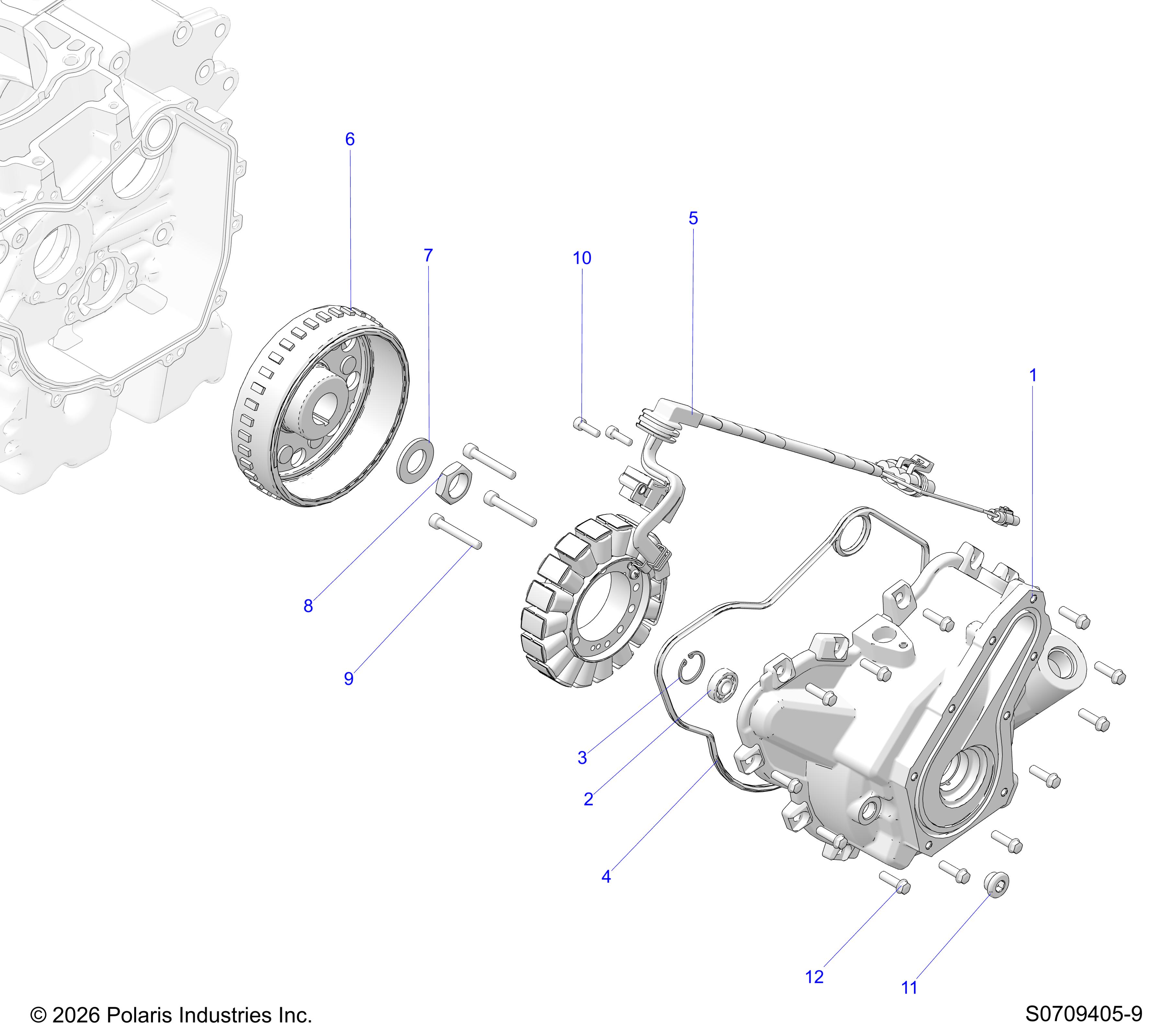 ENGINE, STATOR COVER & FLYWHEEL