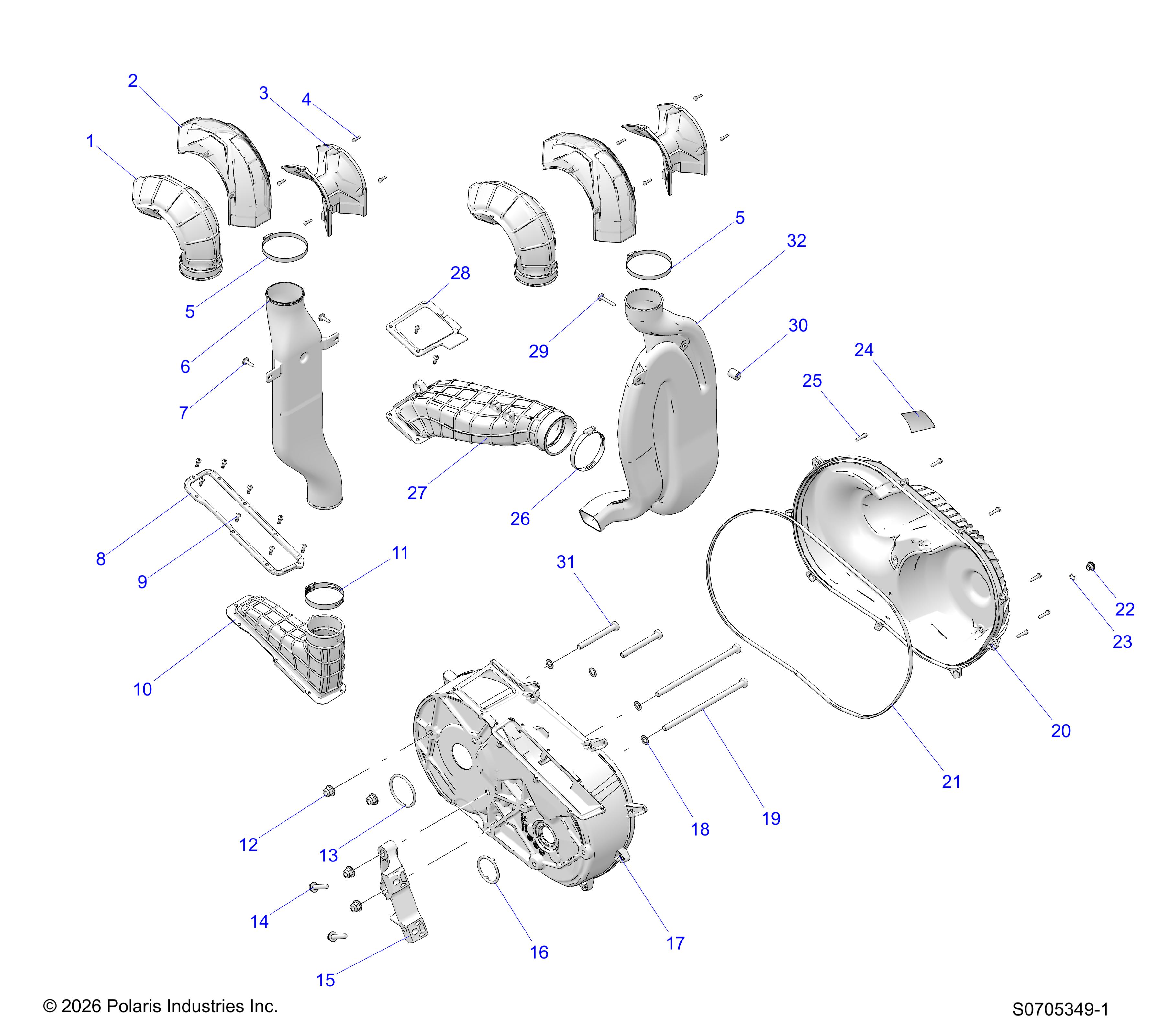DRIVE TRAIN, CLUTCH COVER & DUCTING