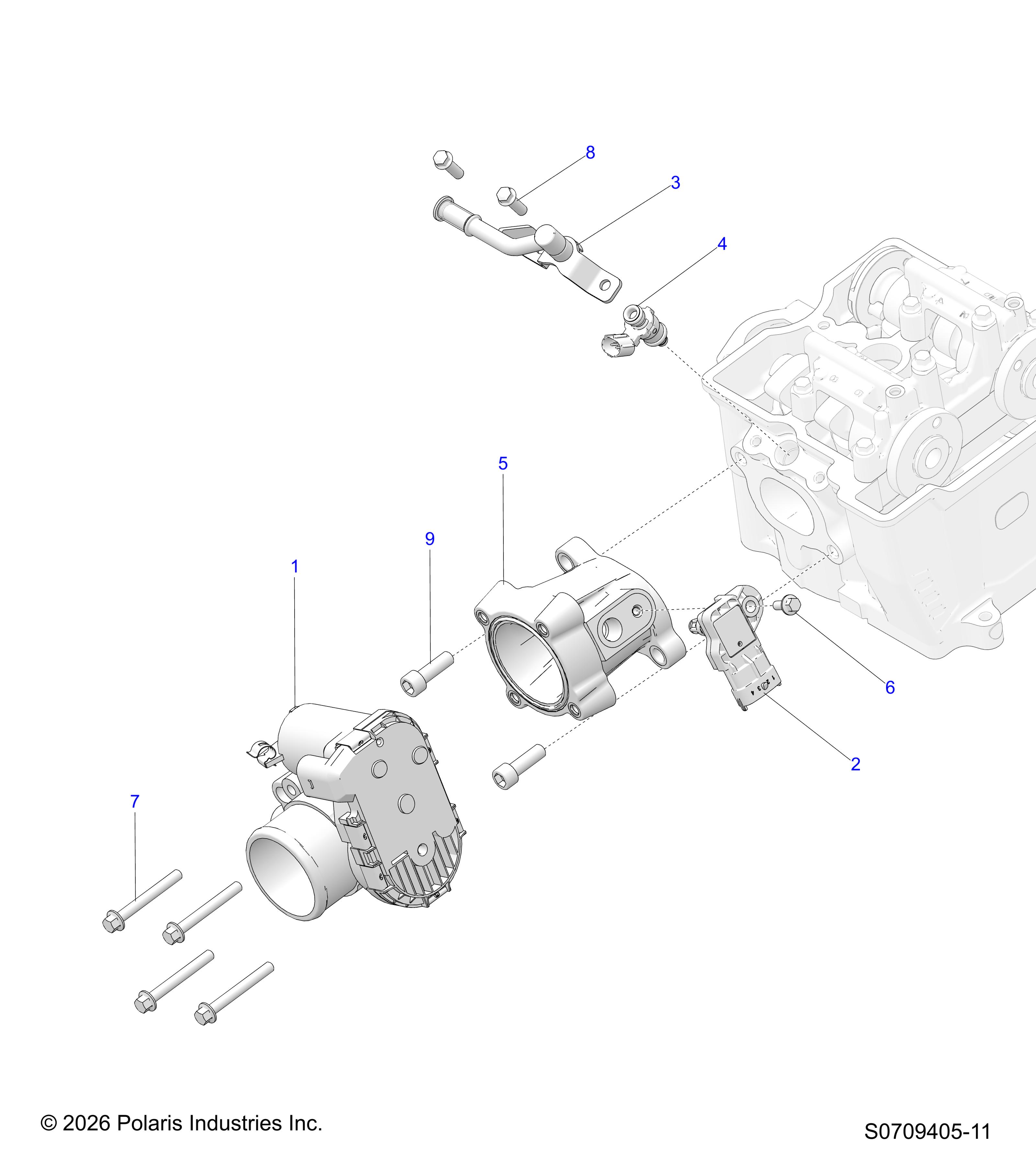 ENGINE, THROTTLE BODY, FUEL RAIL & INJECTOR