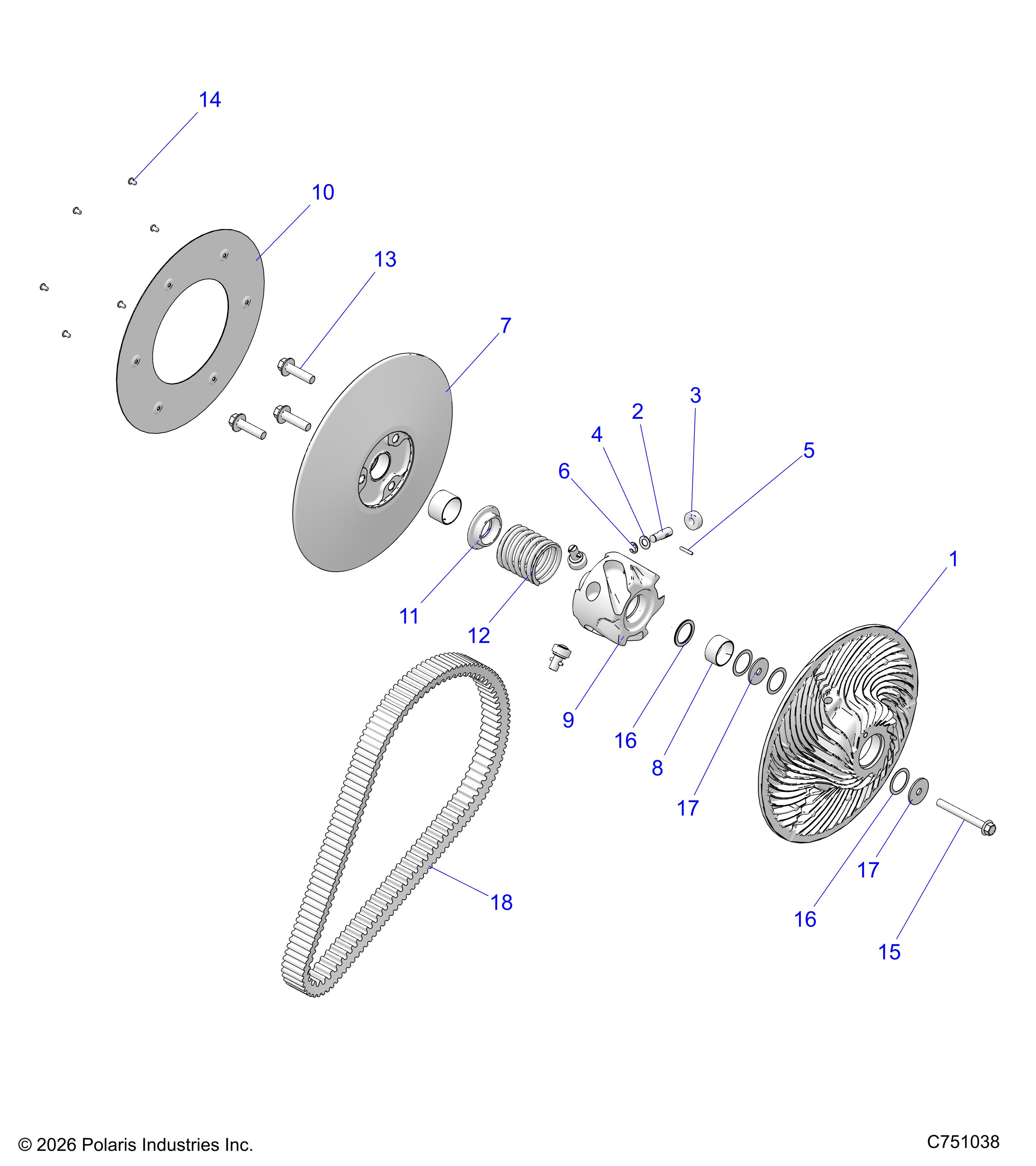 DRIVE TRAIN, SECONDARY CLUTCH/BELT