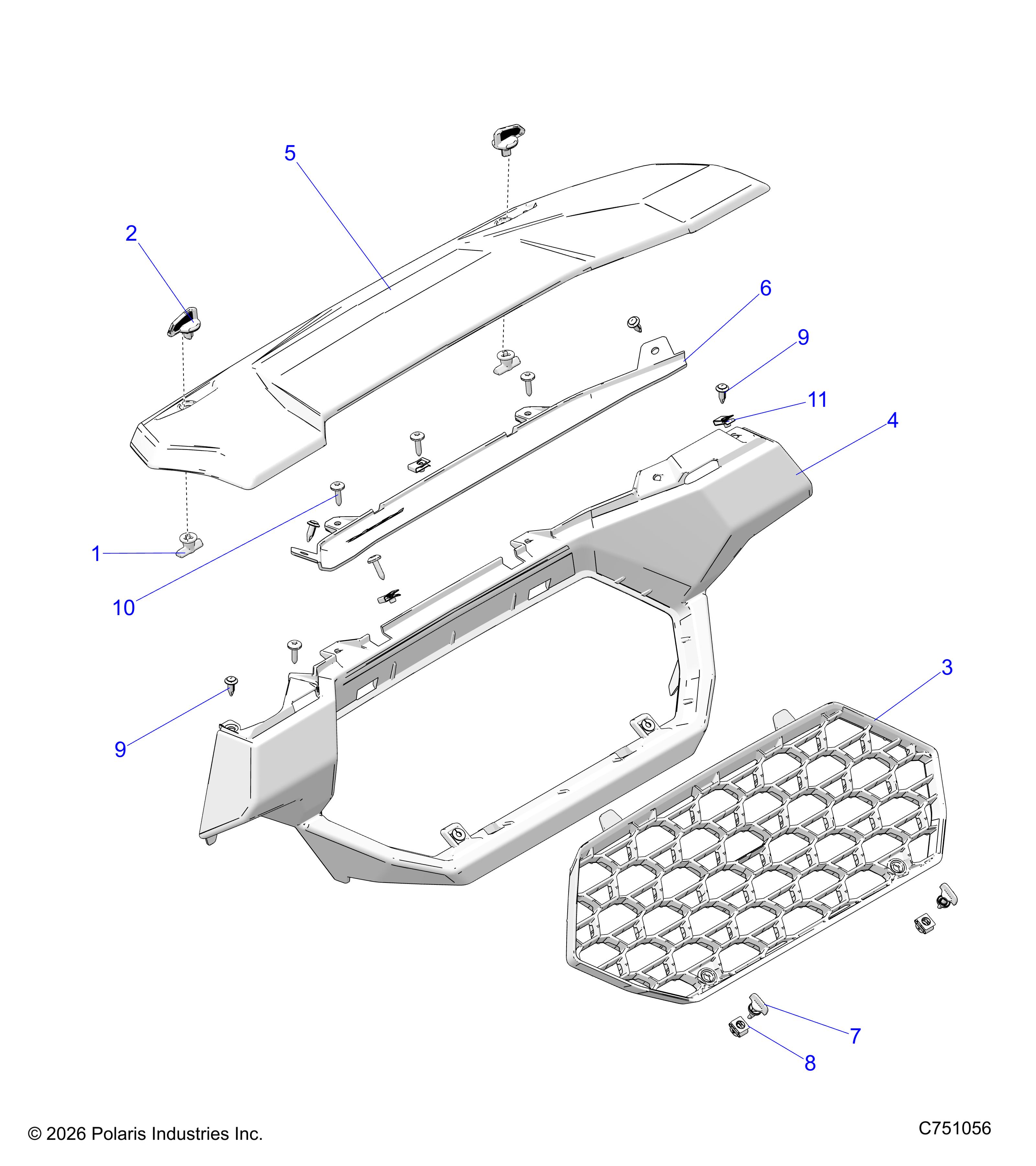 BODY, REAR RADIATOR GRILLE