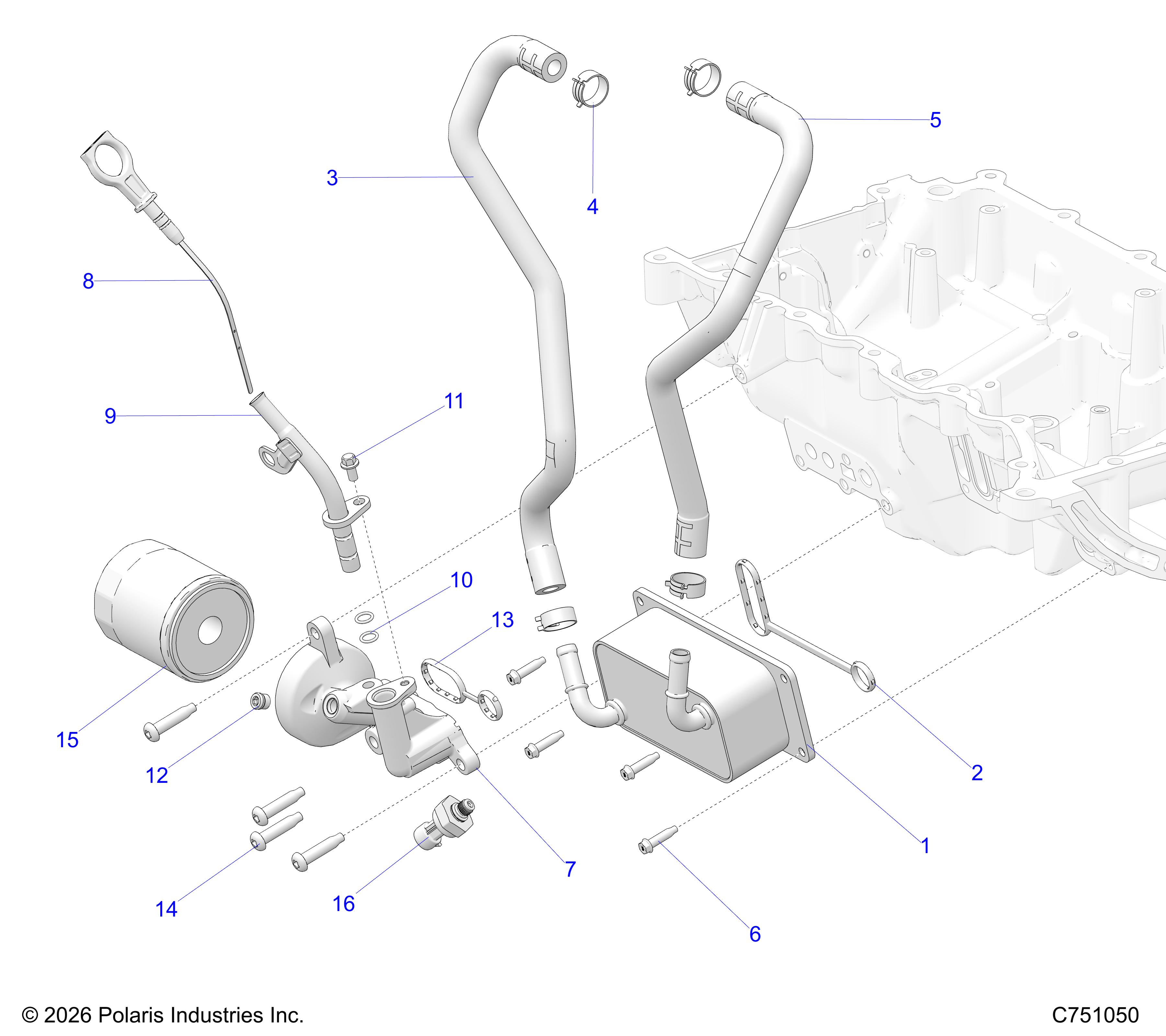 ENGINE, OIL FILTER, OIL COOLER AND RELATED