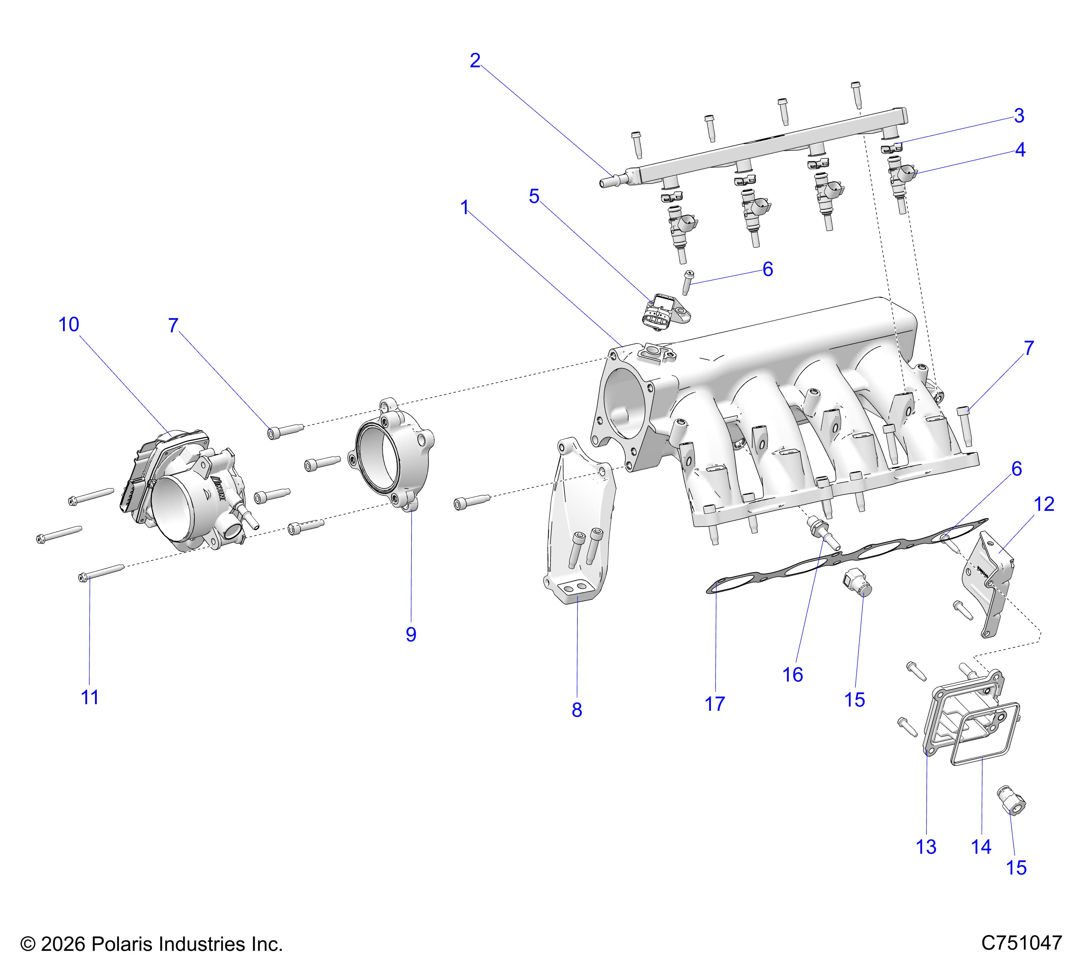 ENGINE, INTAKE MANIFOLD, FUEL RAIL AND RELATED